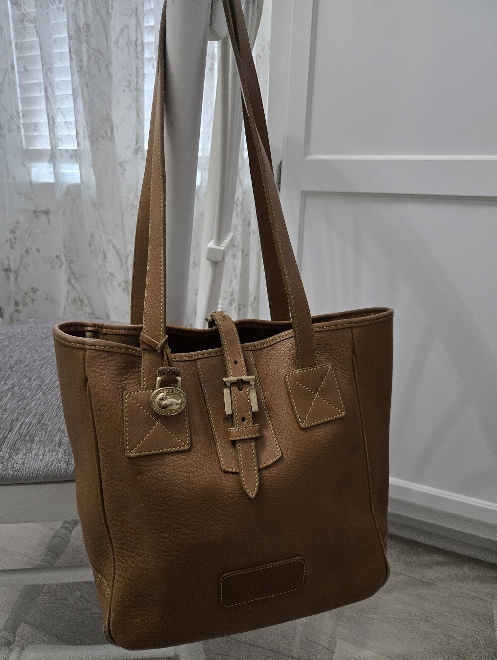 Dooney & Bourke Norwalk Collection Tote Tan Leather Vintage Unlined Shoulder Bag